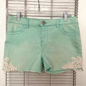 Cherokee Lace Trimmed Stretchy Denim Shorts